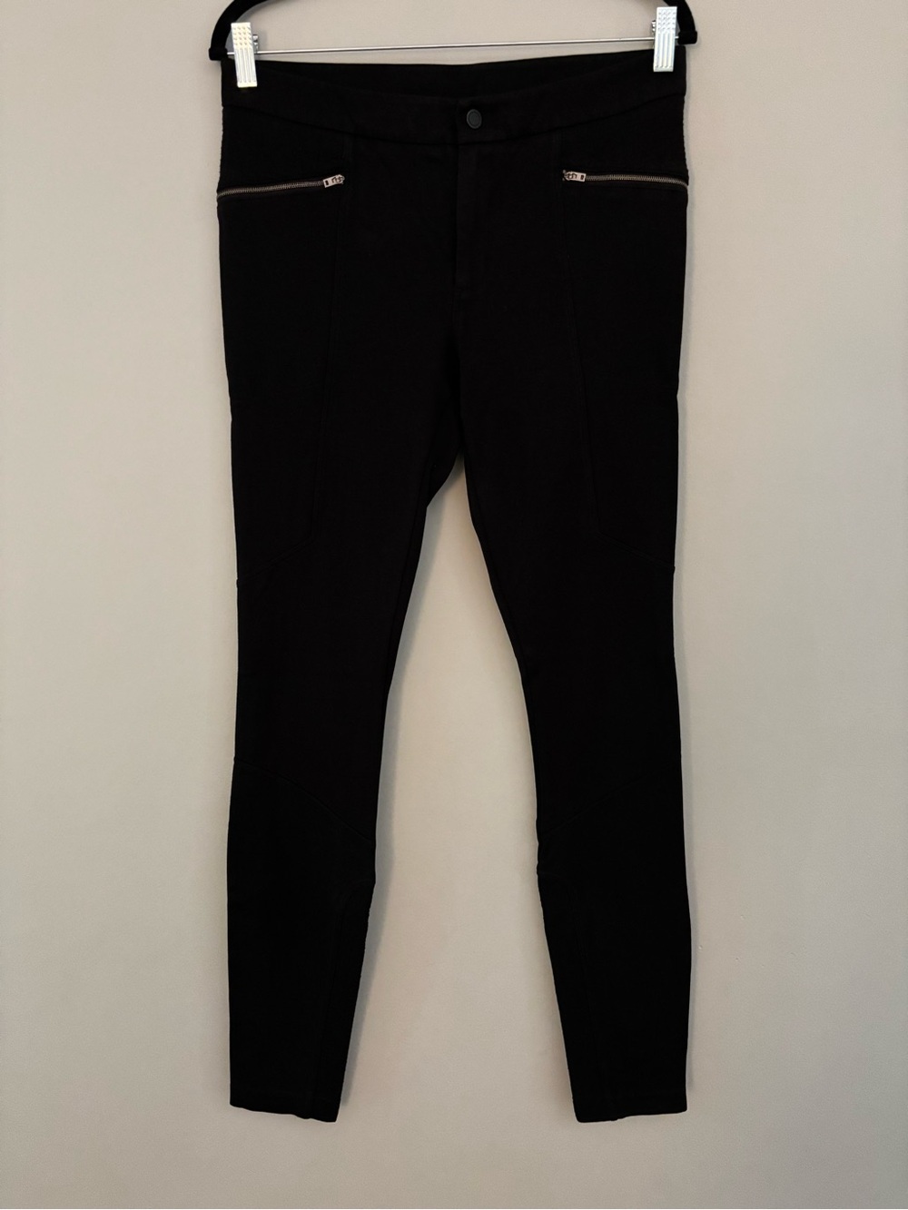Athleta 8 Tall black moto silver zipper leggings $118
